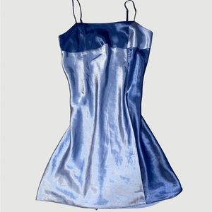 blue two tone color block dress